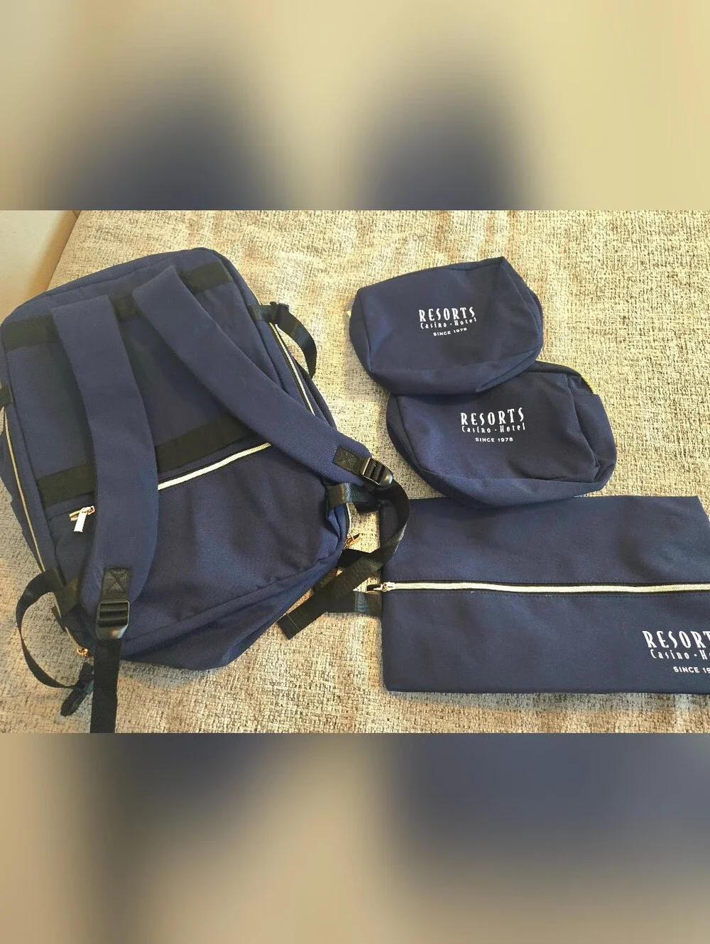 Resorts Navy Overnight & Laptop Backpack with Matching Pouches